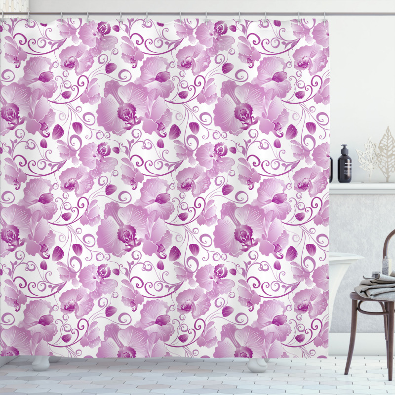 Ornate Floral Curly Leaf Shower Curtain