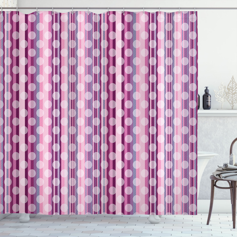 Stripes Retro Style Shower Curtain