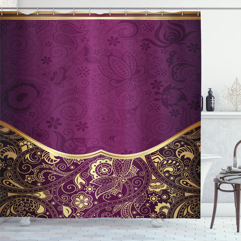 Oriental Floral Swirls Shower Curtain