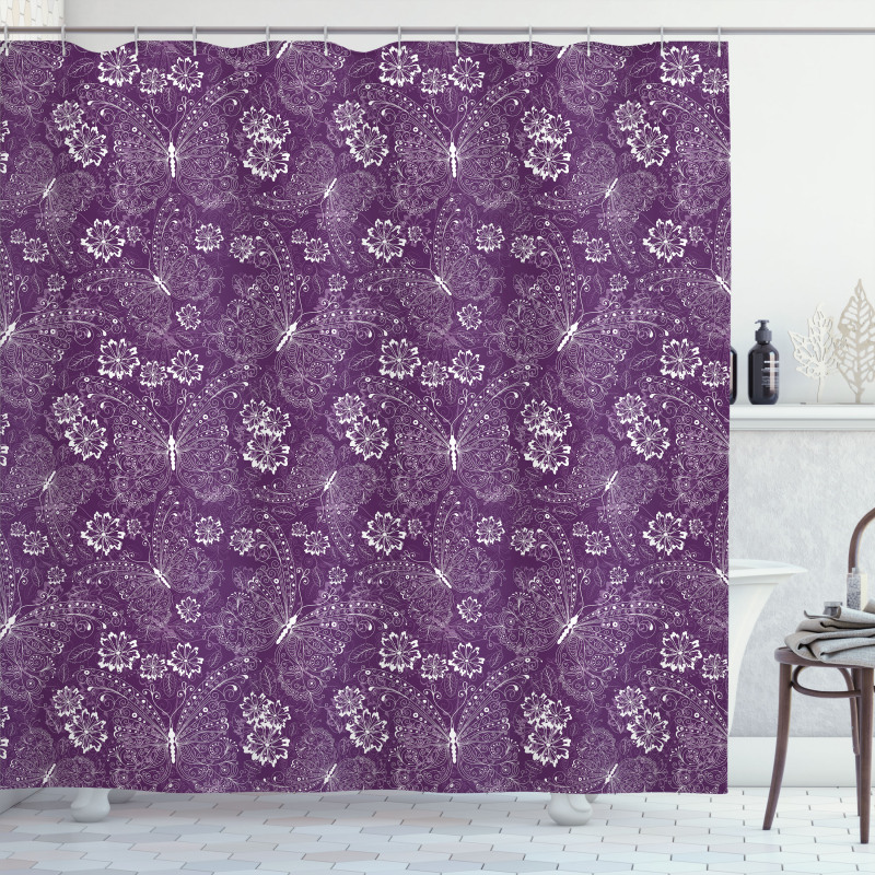 Vintage Style Flowers Shower Curtain