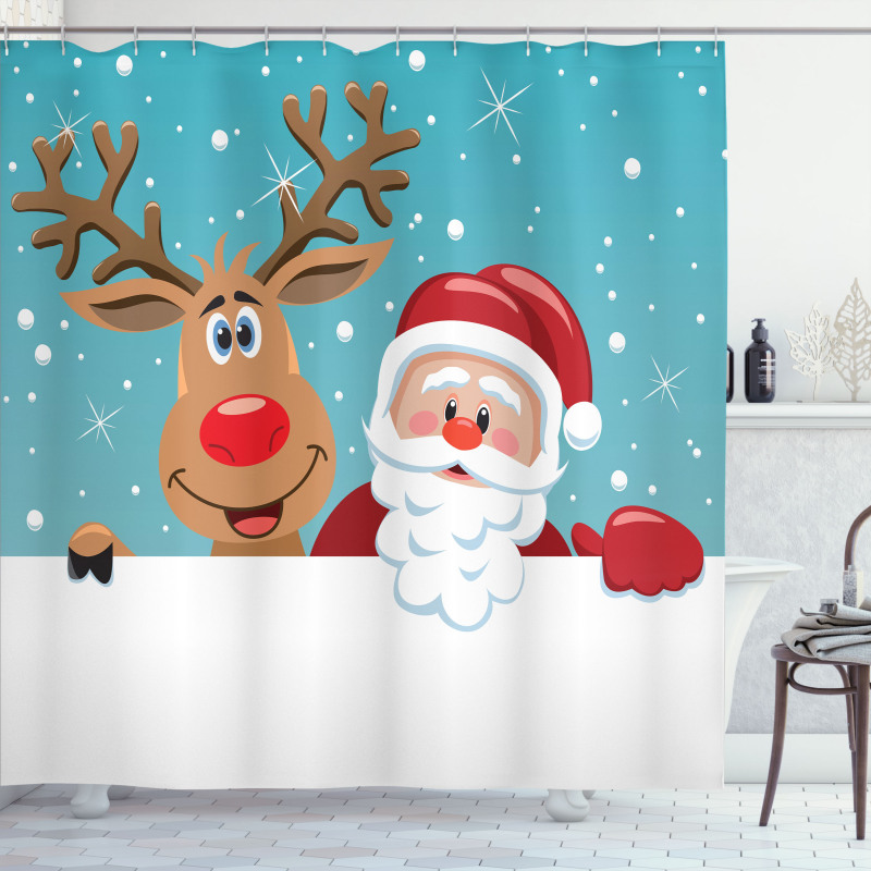 Rudolph Deer Greeting Shower Curtain