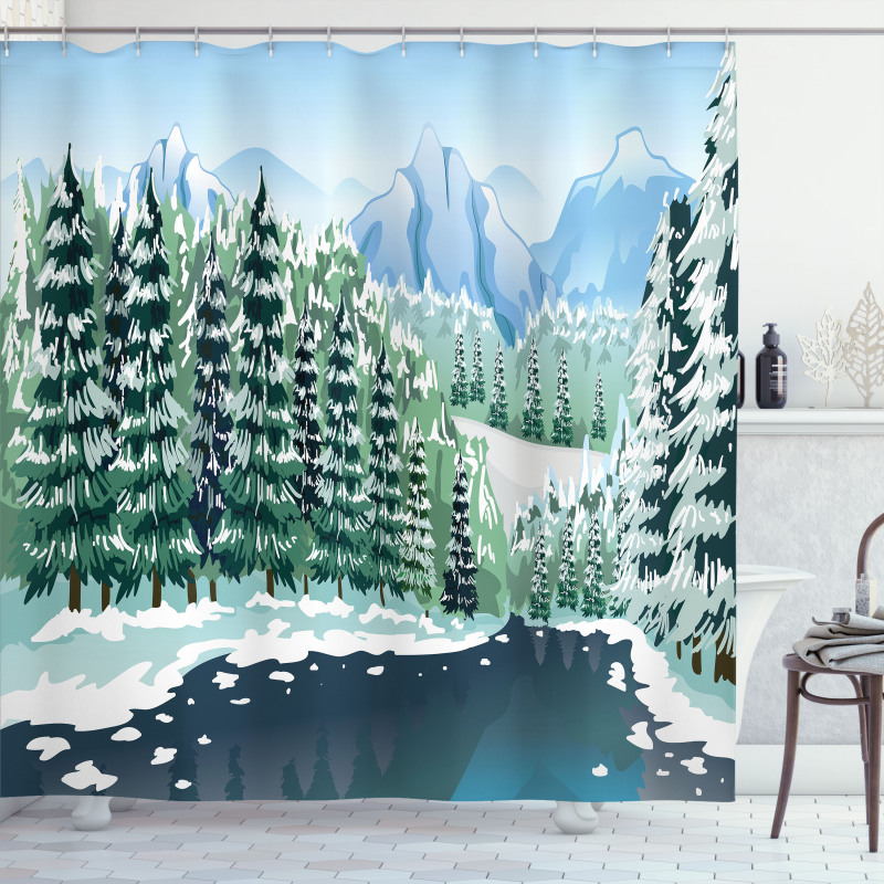 Winter Season Trees Shower Curtain