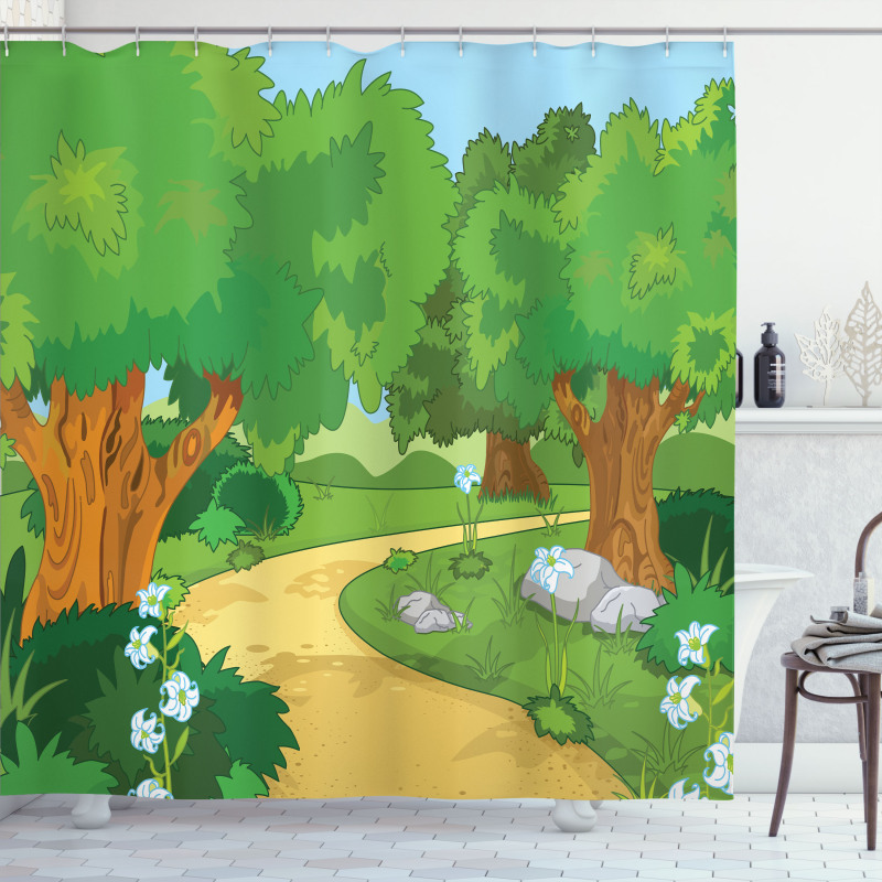 Pathway Flowers Trees Shower Curtain