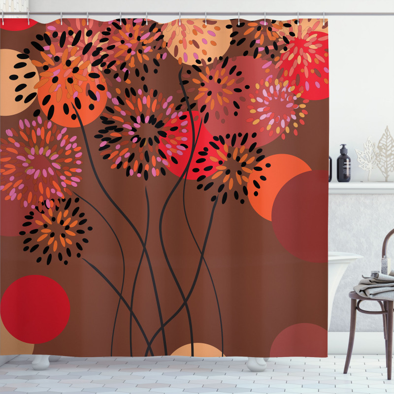 Floral Line Stalks Shower Curtain