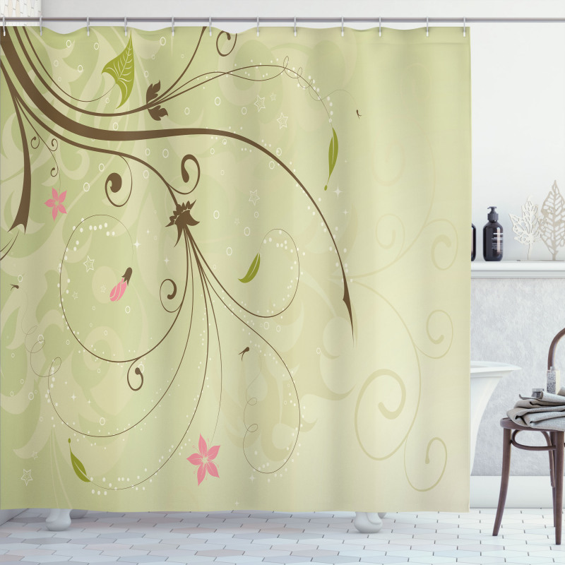 Swirls Lines Petal Shower Curtain