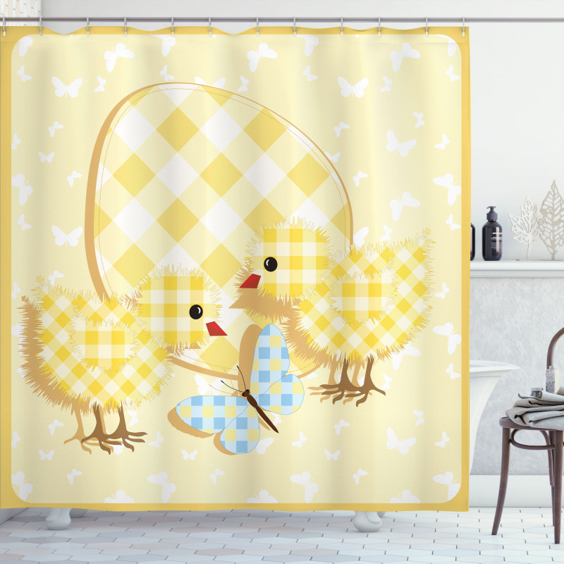 Plaid Patterned Animals Shower Curtain