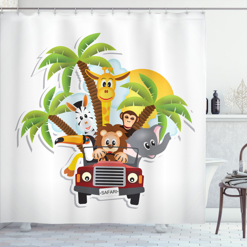 Zebra Toucan Lion Elephant Shower Curtain