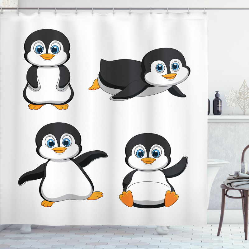 Penguin Cartoon Fun Shower Curtain