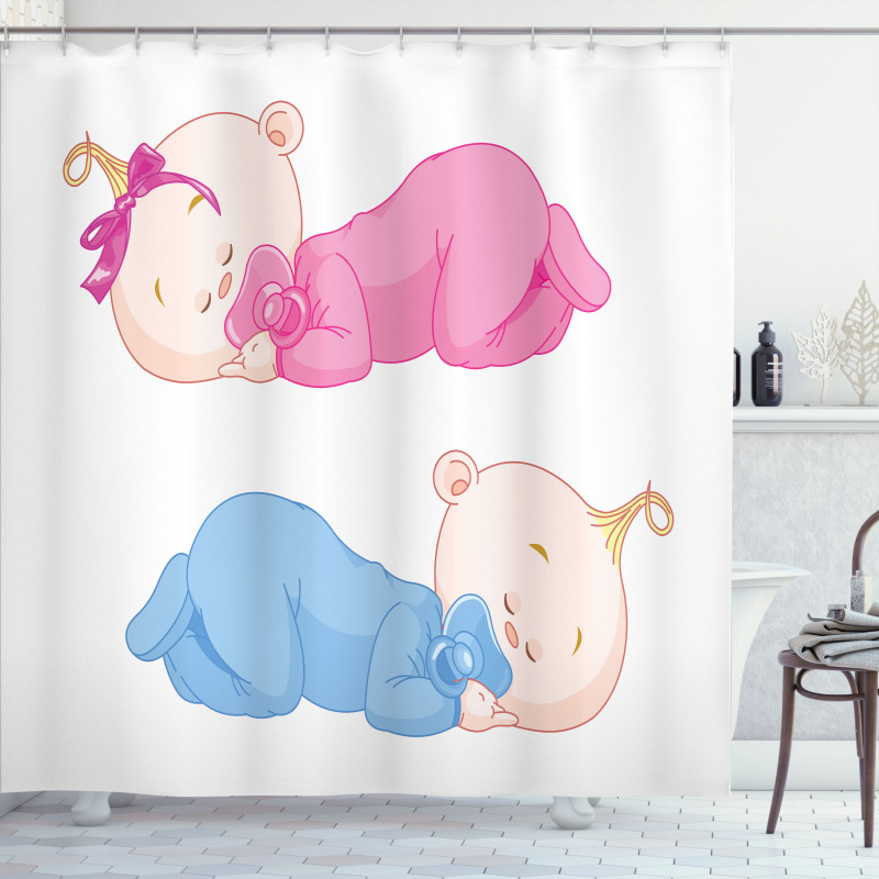 2 Charming Twins Asleep Shower Curtain