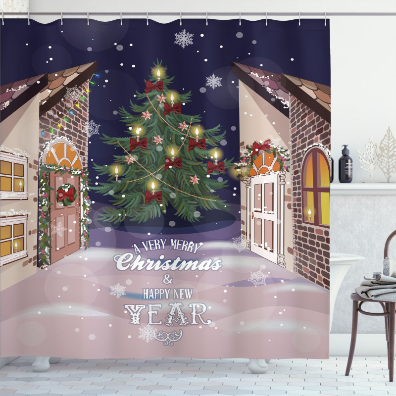 Snowy Streets Carol Shower Curtain