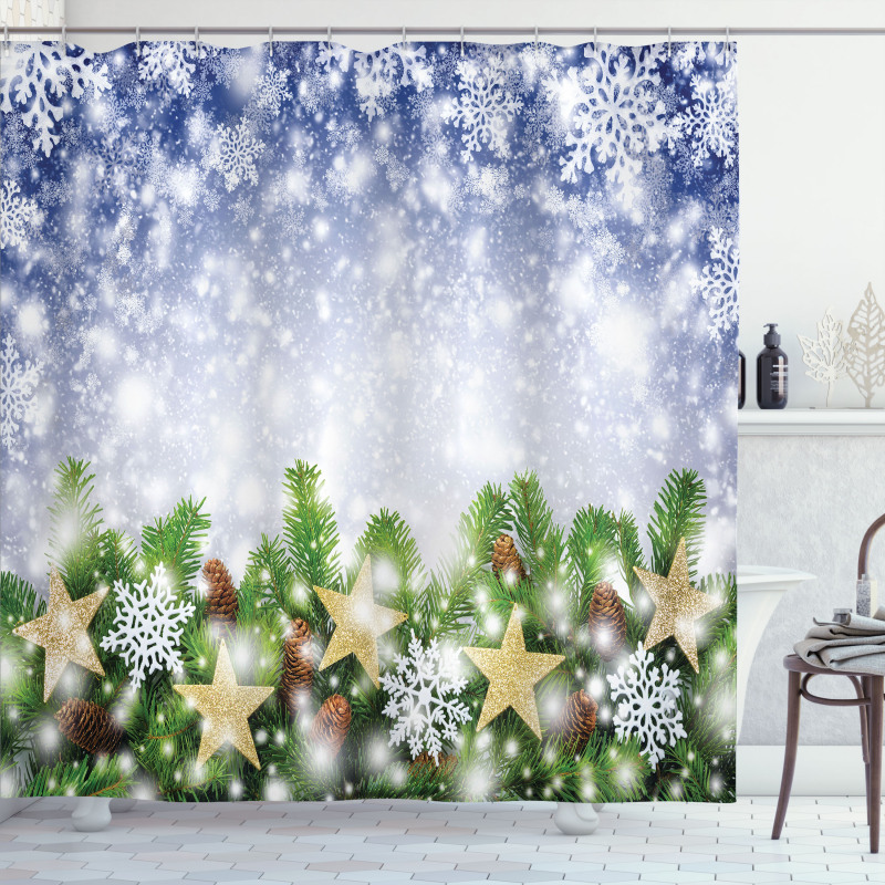 Bokeh Snowflakes Shower Curtain