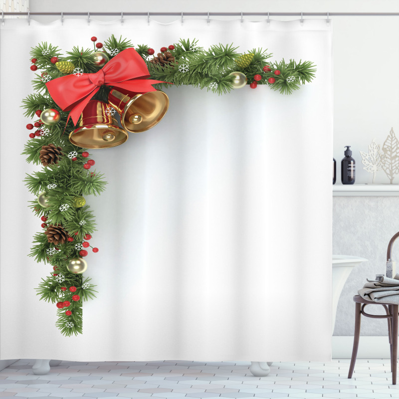 Xmas Corner Bell Shower Curtain