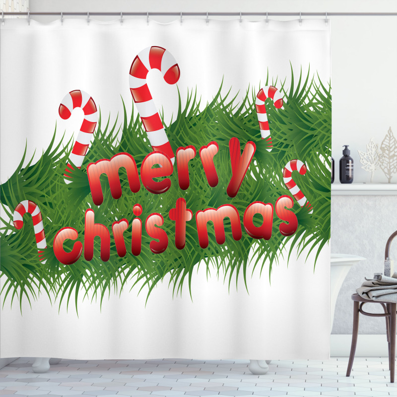 Candy Canes Garland Shower Curtain