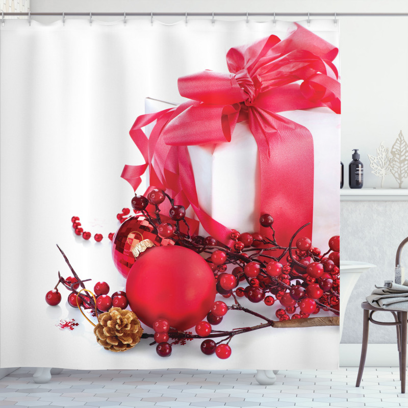 New Year Berries Shower Curtain