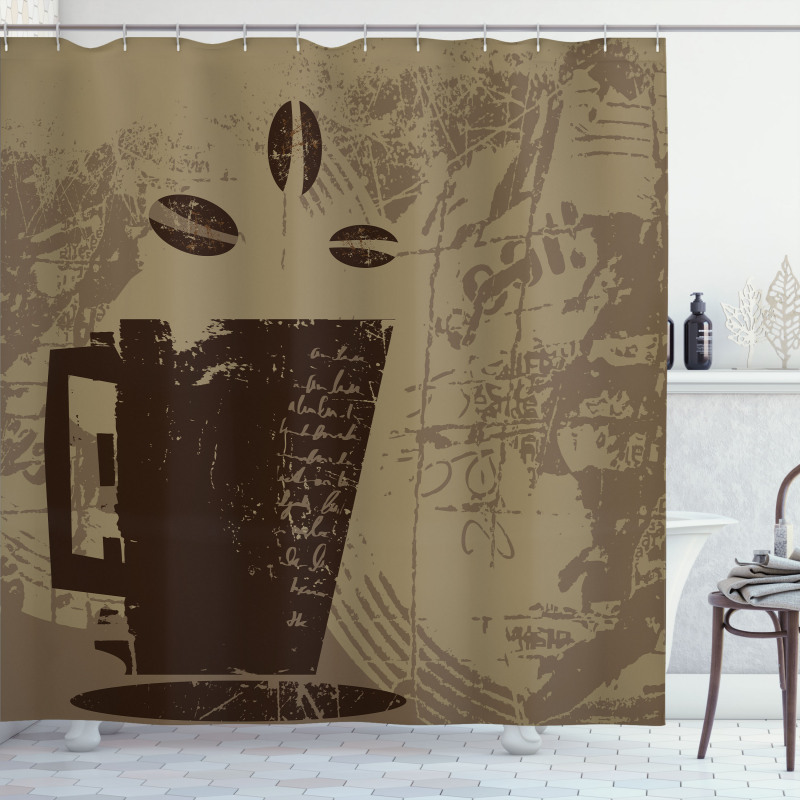 Grunge Java Breakfast Shower Curtain
