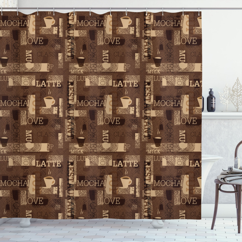 Cafeteria Typography Shower Curtain