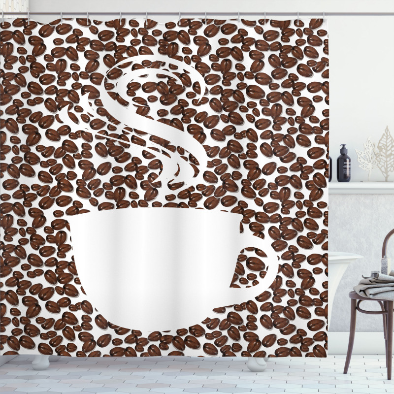 Hot Cup on Arabica Beans Shower Curtain