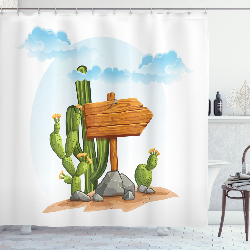 Cartoon Desert Flora Shower Curtain
