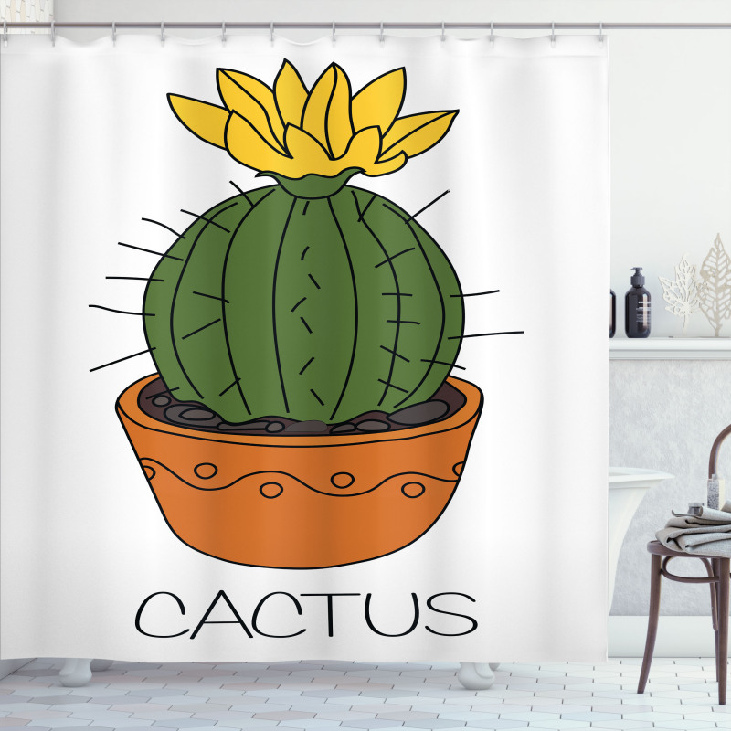 Plant with Yellow Flower Shower Curtain