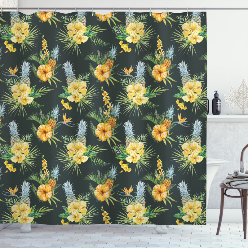 Tropic Flower Design Shower Curtain