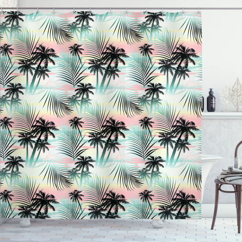 Summer Palm Trees Fern Shower Curtain