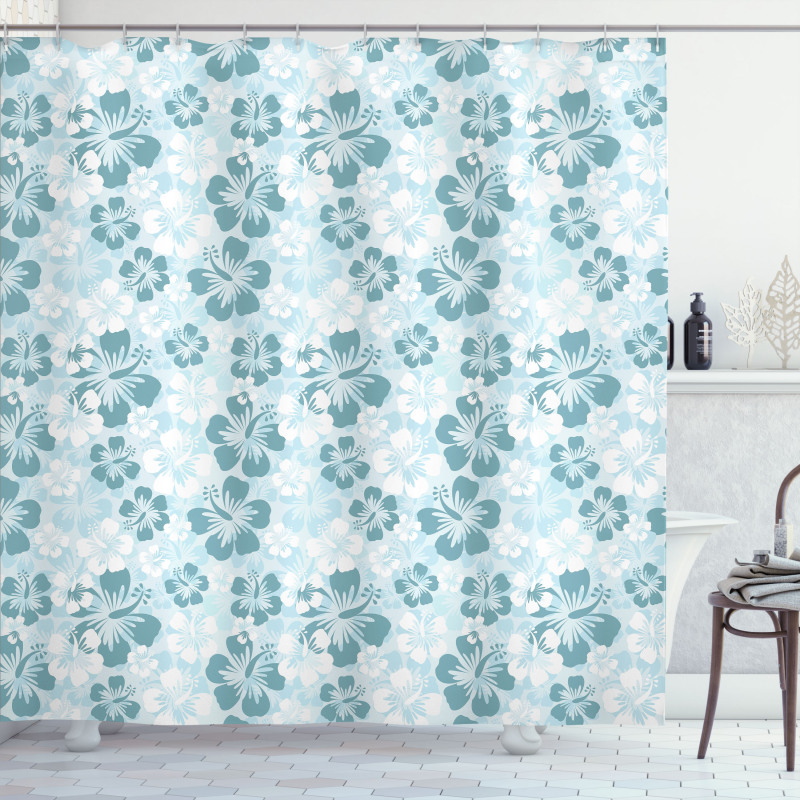 Faded Flower Silhouettes Shower Curtain