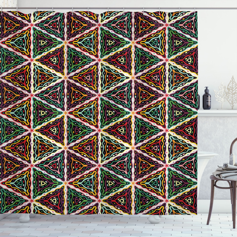 Geometric Grunge Mosaic Shower Curtain