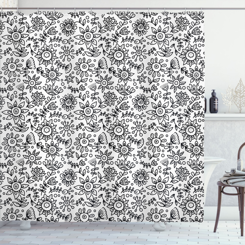 Floral Sketch Shower Curtain