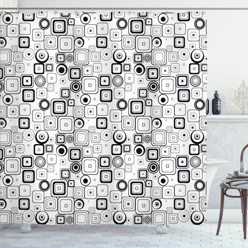 Squares Circles Shower Curtain