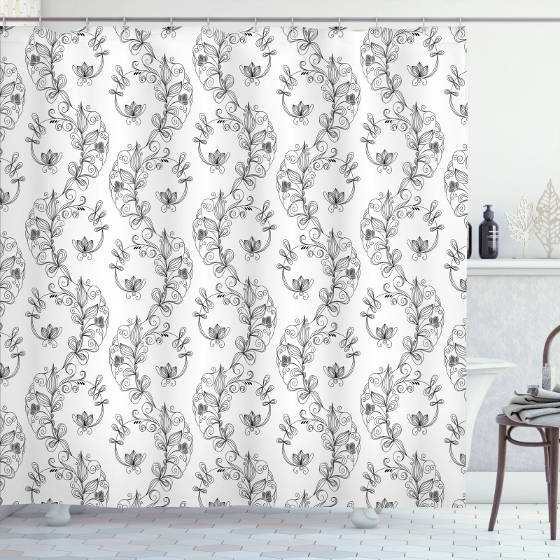 Scroll Lilies Shower Curtain