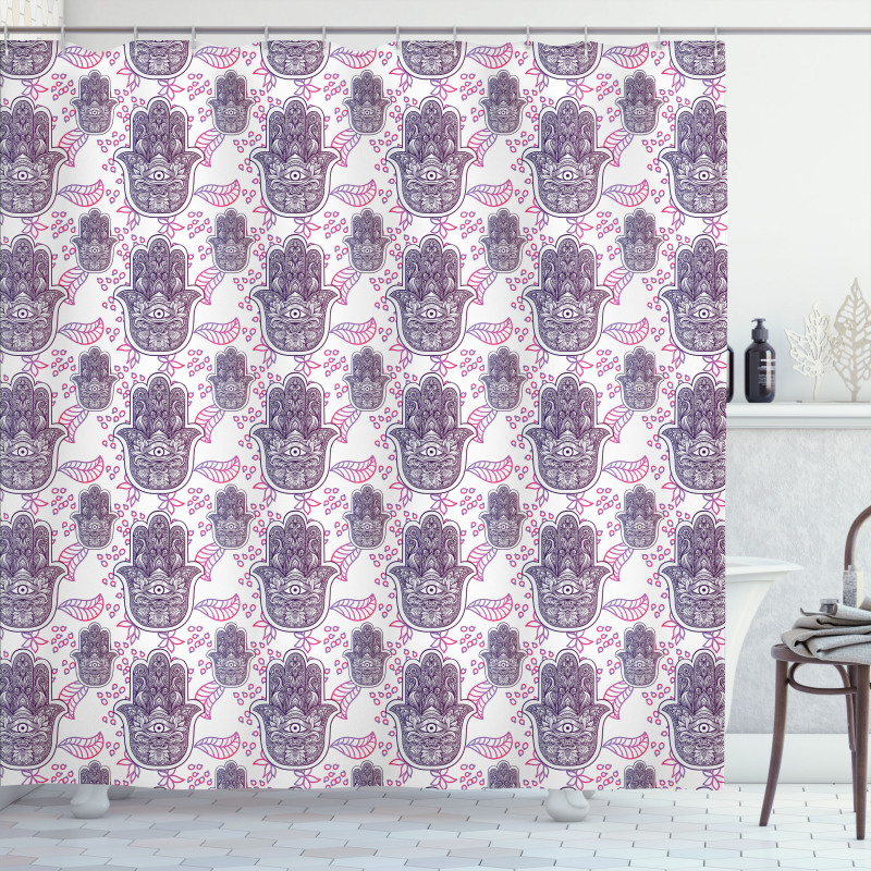Ombre Leaves Circles Shower Curtain