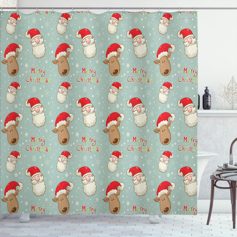 Santa Deer Vintage Shower Curtain
