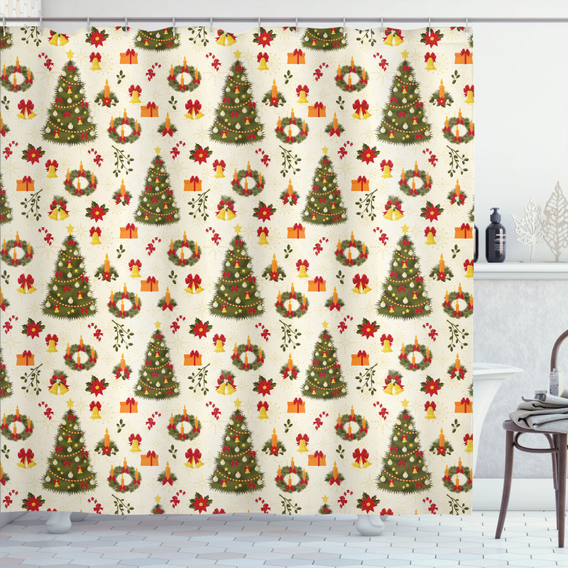 Cartoon Trees Bells Shower Curtain