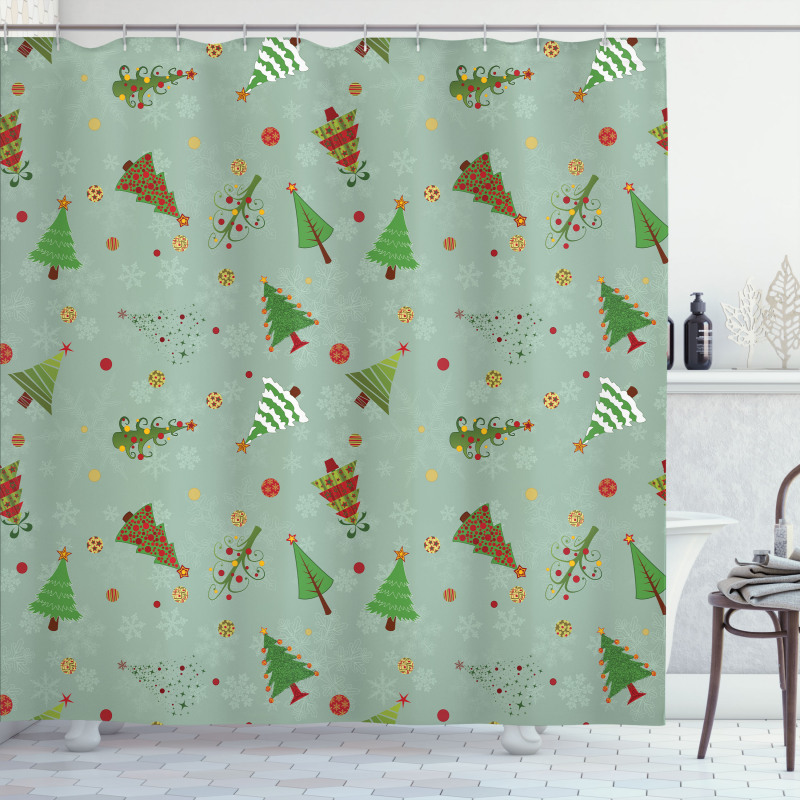 Holiday Tree Pattern Shower Curtain