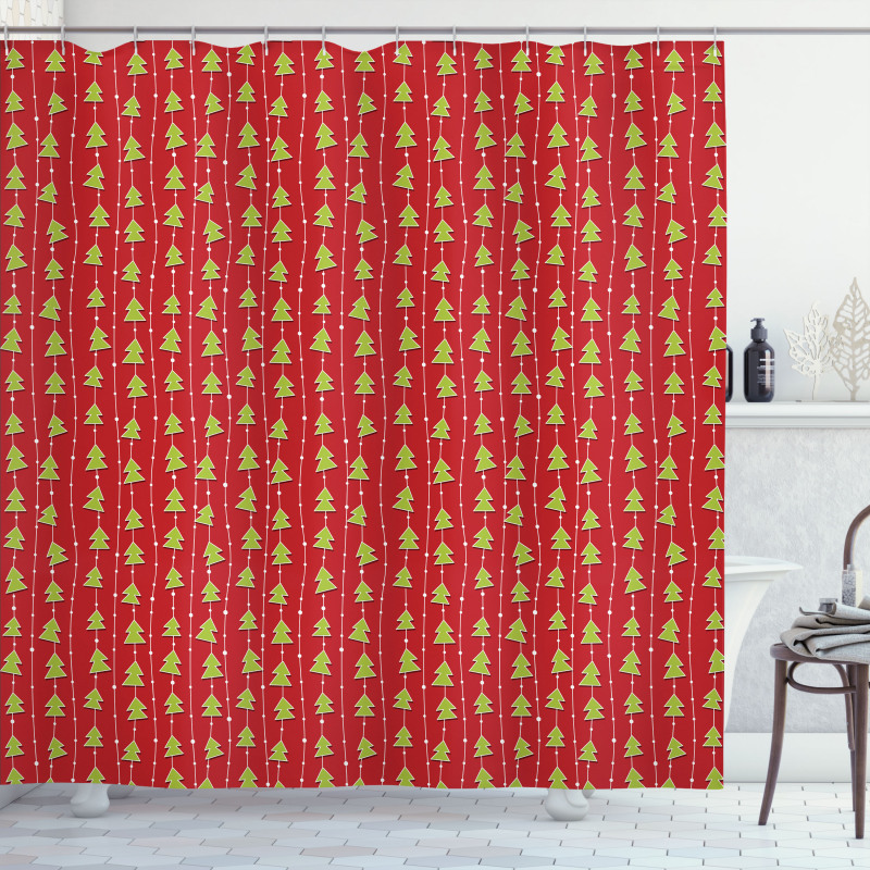 Green Tree on Stripes Shower Curtain