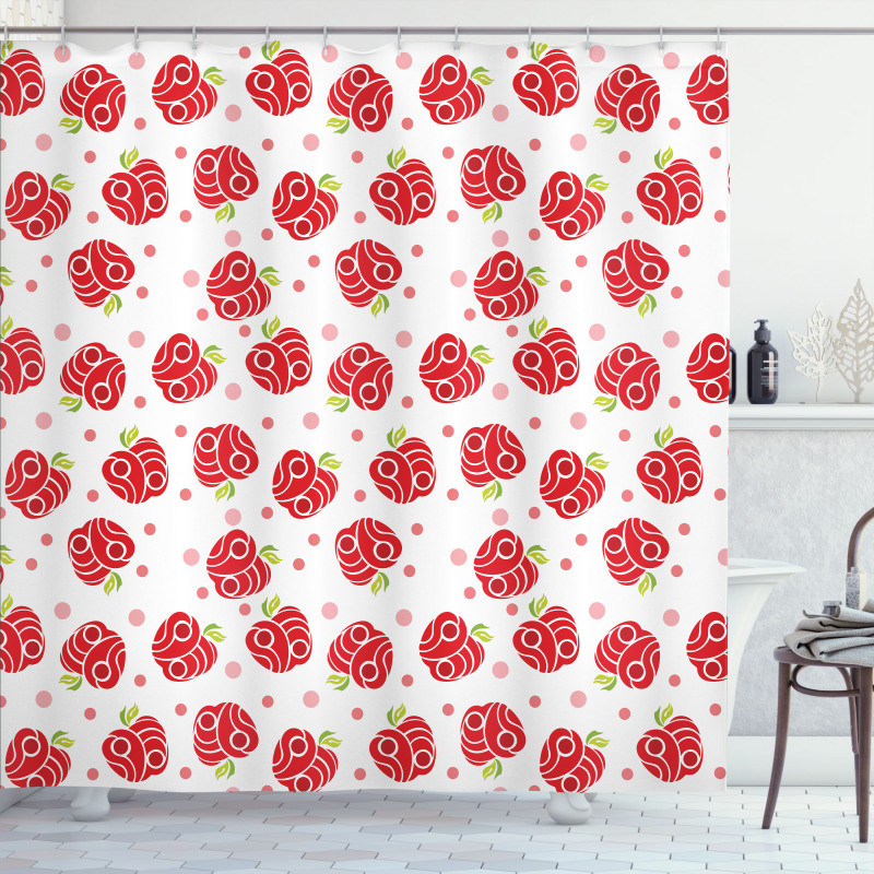Curved and Dotted Fruit Shower Curtain