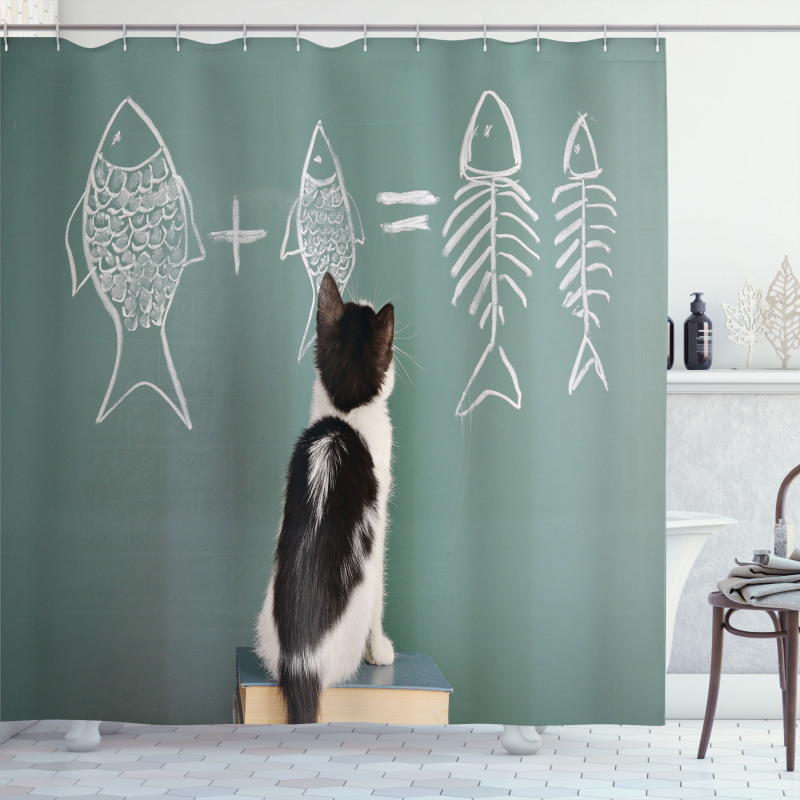 Arithmetic Fish Problem Shower Curtain