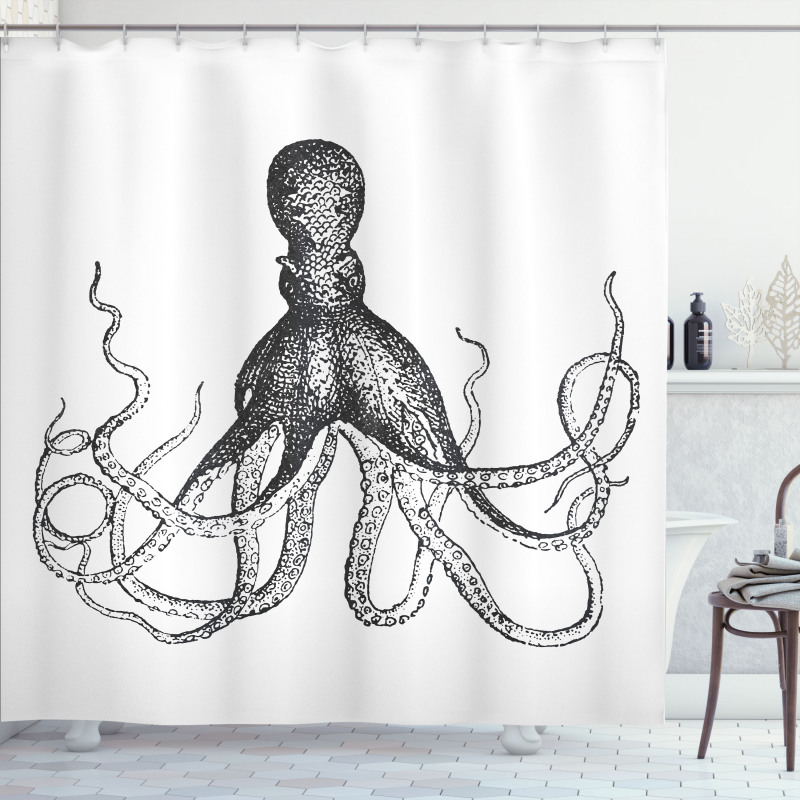 Aquatic Animal Sketch Shower Curtain
