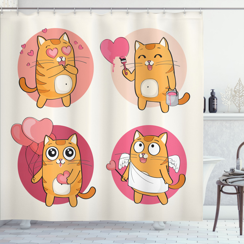 Romantic Kitten in Love Shower Curtain