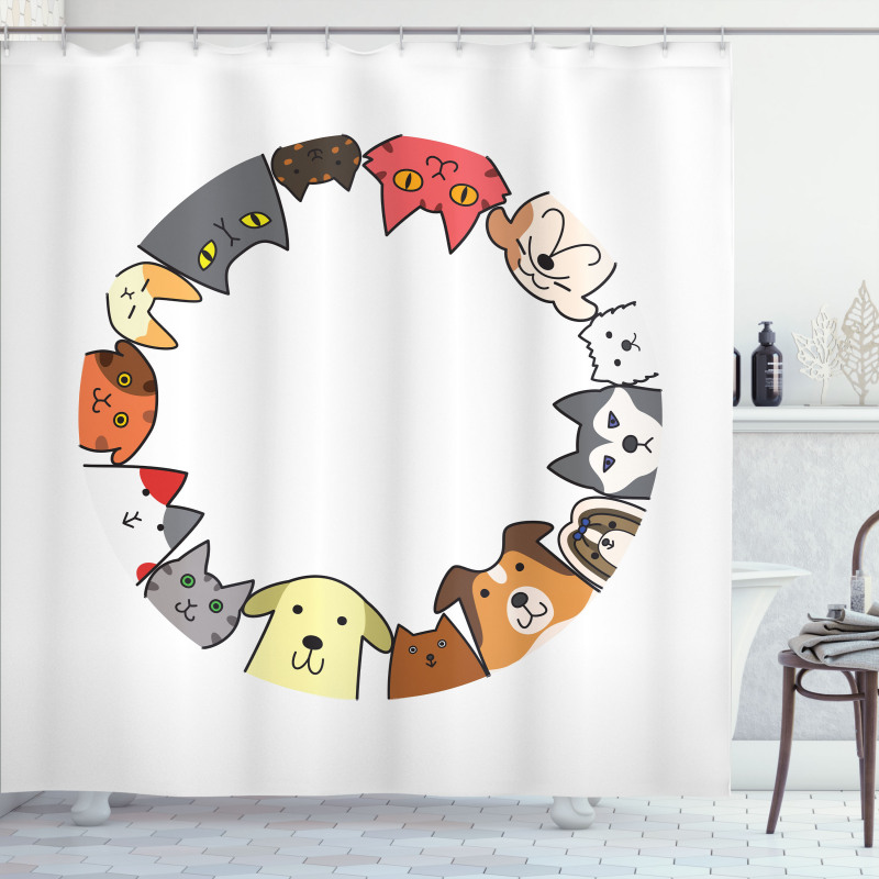 Friendly Faces Circle Shower Curtain