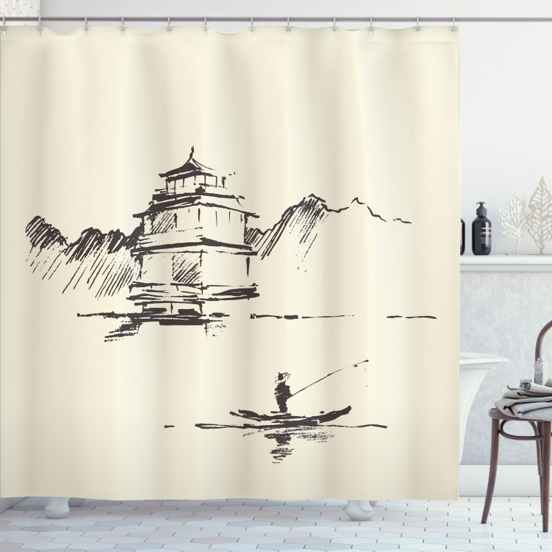 Pagoda Fisherman Shower Curtain