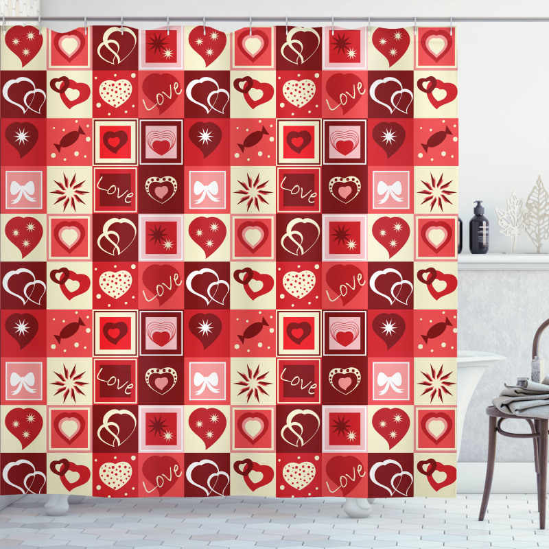 Valentines Day Theme Hearts Shower Curtain