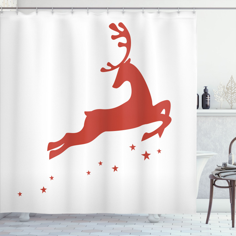 Jumping Reindeer Stars Shower Curtain