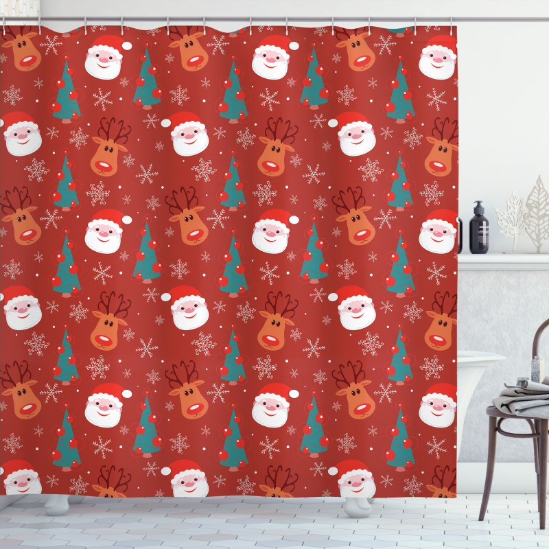 Merry Xmas Cartoon Santa Shower Curtain