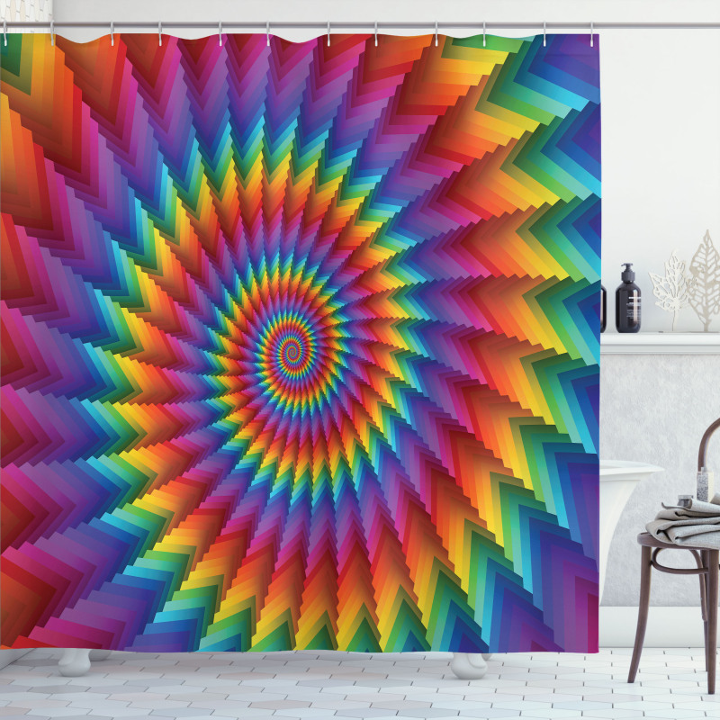 Vibrant Rainbow Spiral Shower Curtain