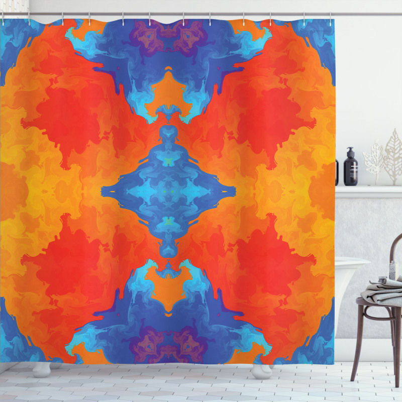 Contemporary Blue Orange Shower Curtain
