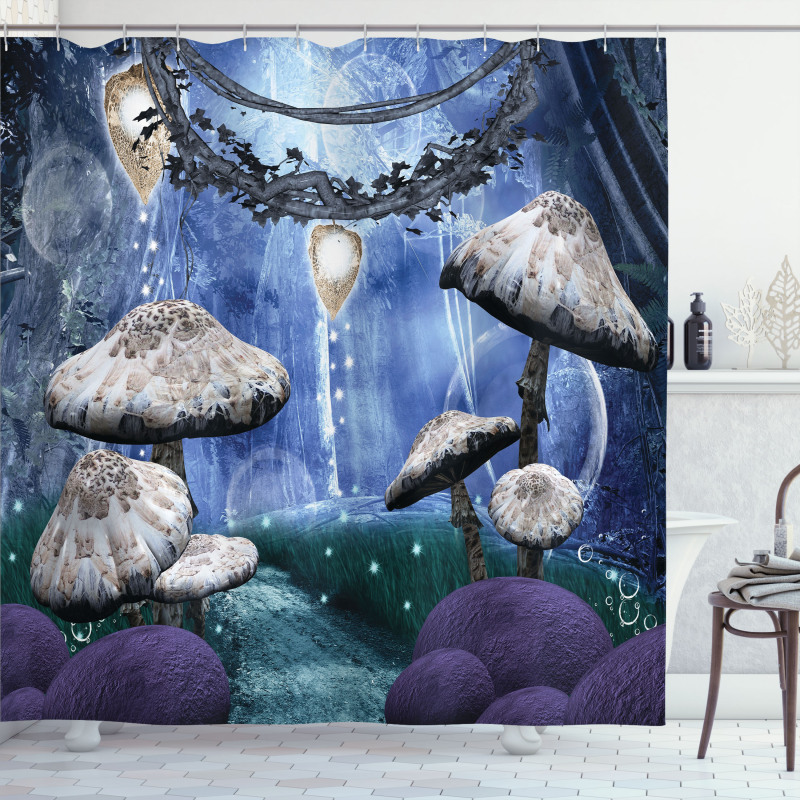 Dreamy Forest Mushroom Shower Curtain