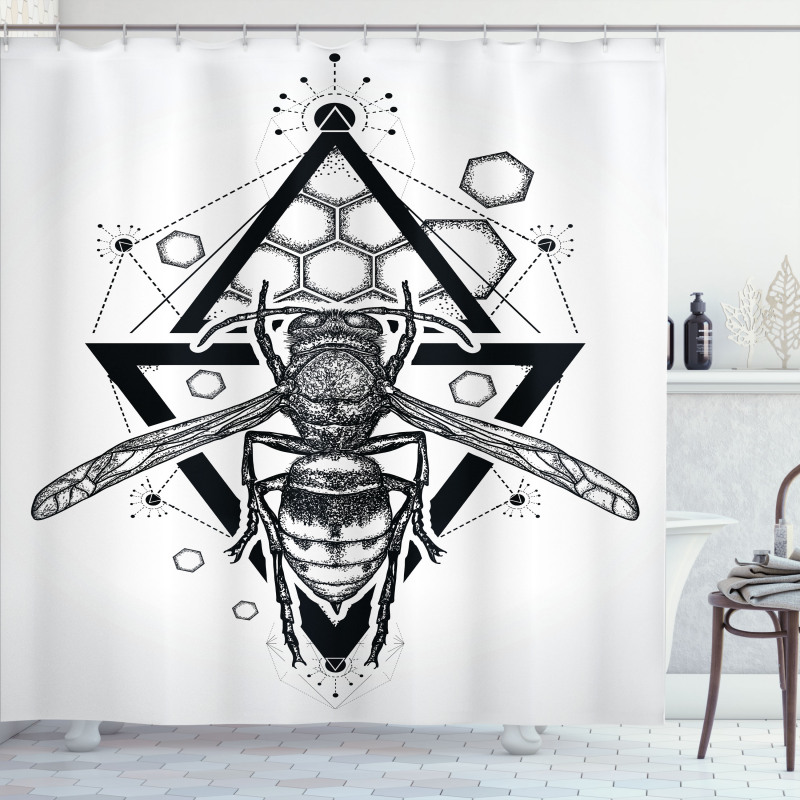 Beehive Pattern Bug Shower Curtain