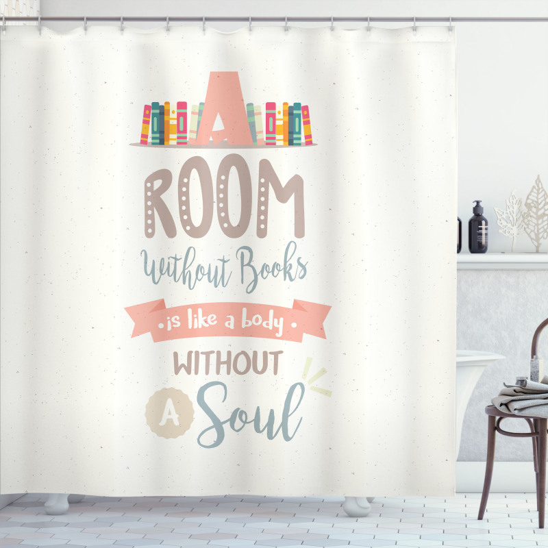 Book Shelf and a Words Shower Curtain