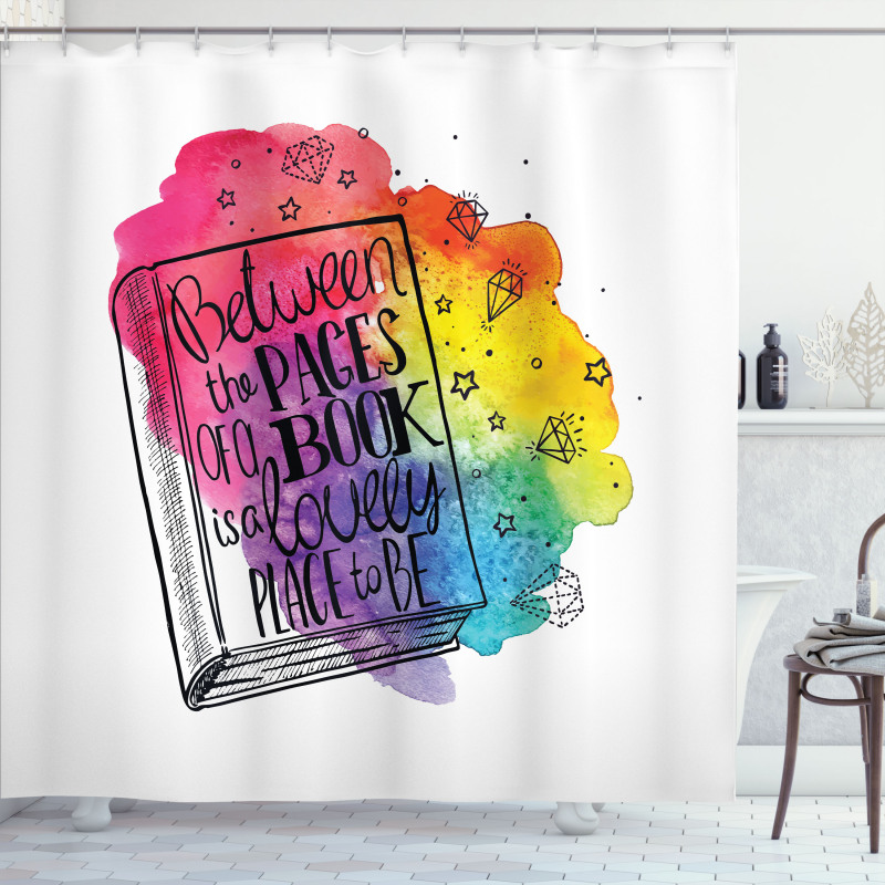 Words Between Pages Vivid Shower Curtain